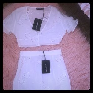 Two piece crop top/skirt set